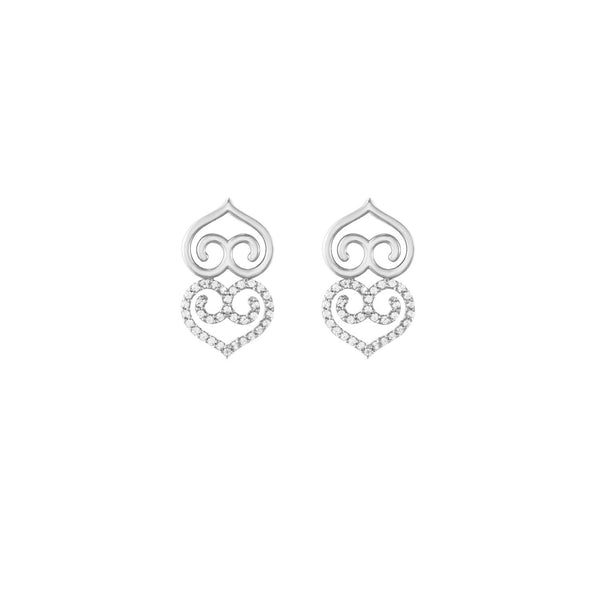 Adinkra Asaase Ye Duru White Gold Studs Earrings