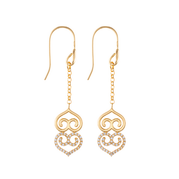 Adinkra Asaase Ye Duru White Gold Dangling Earrings