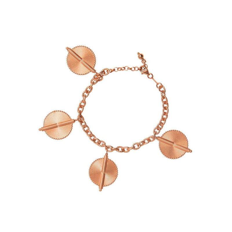 Dangling Akan Goldweights Rose Gold Bracelet