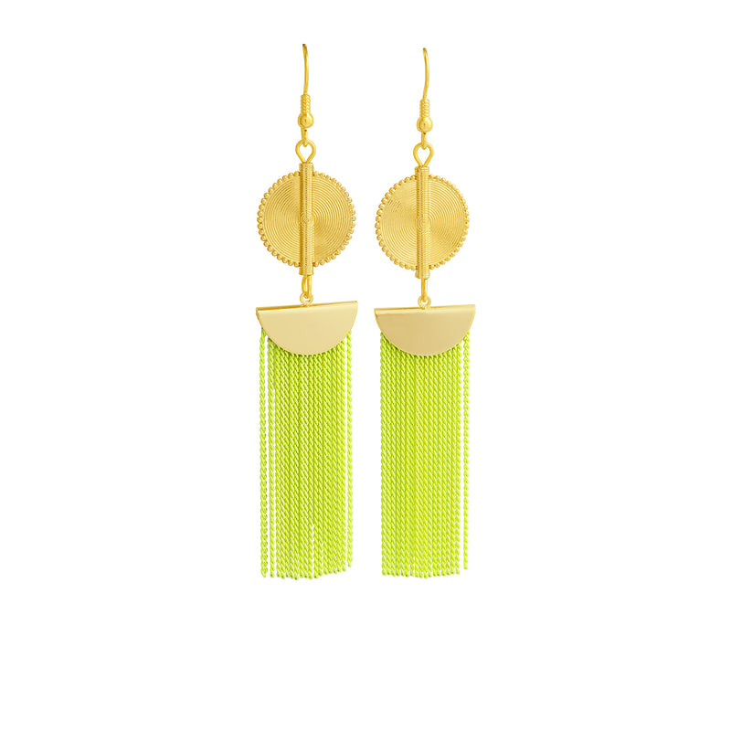 Aflé Bijoux Akan Chain Earrings - Neon Yellow - AFLE BIJOUX 