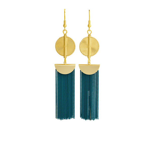 Aflé Bijoux Akan Chain Earrings - Teal - AFLE BIJOUX 