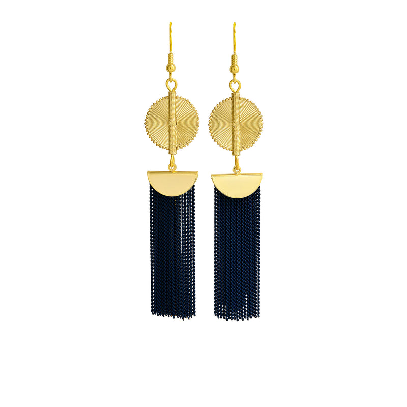 Aflé Bijoux Akan Chain Earrings - Dark blue - AFLE BIJOUX 