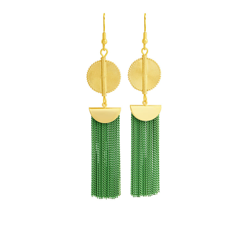 Boucles d´oreilles Akan Chaînes – Vert Clair