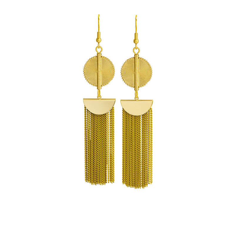 Aflé Bijoux Akan Chain Earrings - Yellow