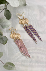 Aflé Bijoux Akan Cascading Chain Earrings - Gold Purple