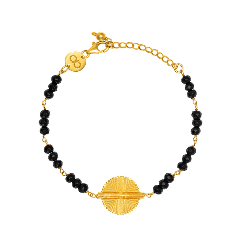 Black Onyx Akan Goldweight Chain Bracelet - AFLE BIJOUX 