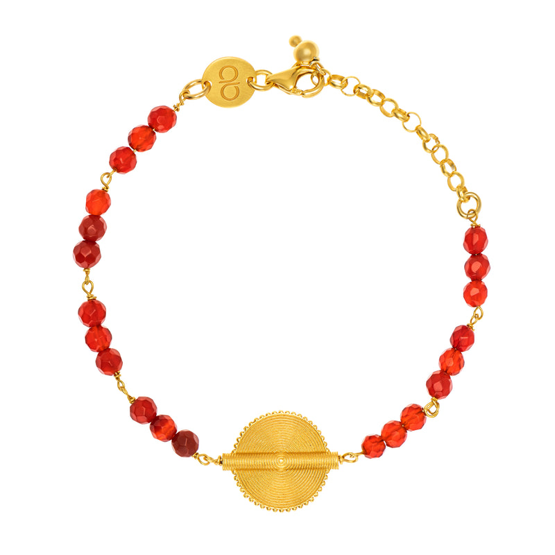 Carnelian Akan Goldweight Chain Bracelet - AFLE BIJOUX 