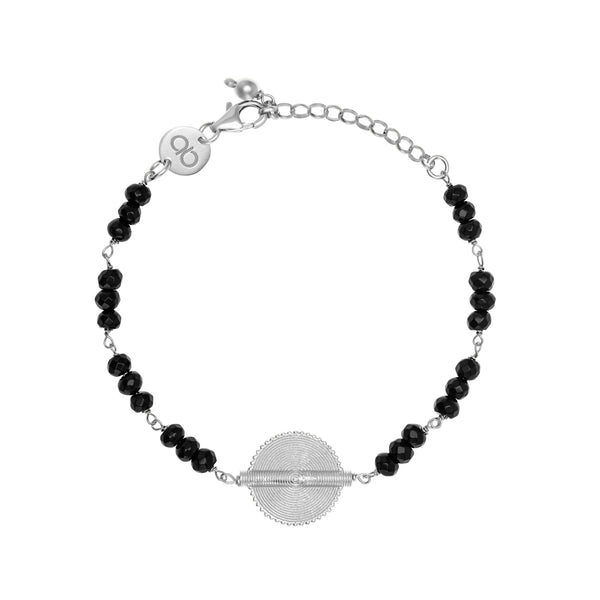 Black Onyx White Gold Akan Goldweight Chain Bracelet - AFLE BIJOUX 