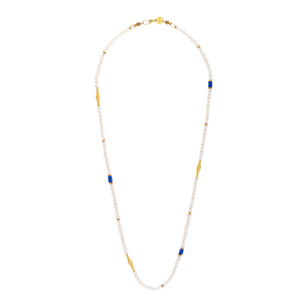 Akan Sweet Water Pearls Lapis Lazuli Sautoir