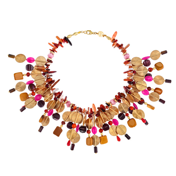 Akan Gemstones Statement Necklace - Australian Mookaite