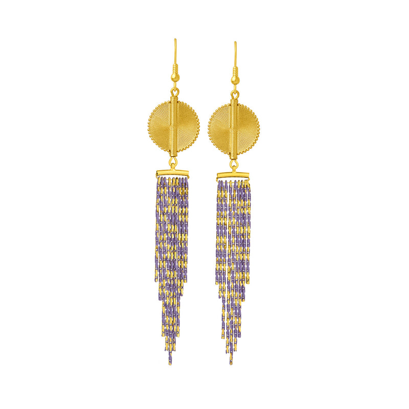 Aflé Bijoux Akan Cascading Chain Earrings - Gold Purple