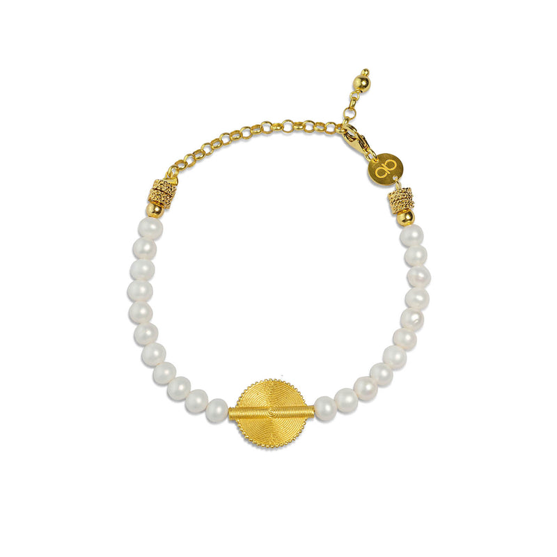 Akan Goldweight Sweet Water Pearls Bracelet - AFLE BIJOUX 