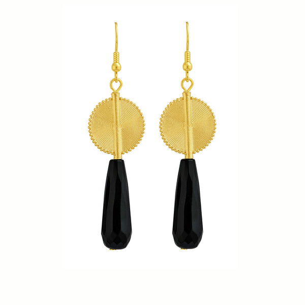 Aflé Bijoux Akan Gemstones Drops Earrings - Onyx - AFLE BIJOUX 