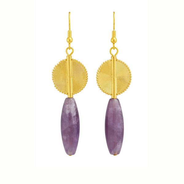 Aflé Bijoux Akan Gemstones Drops Earrings - Amethyst - AFLE BIJOUX 