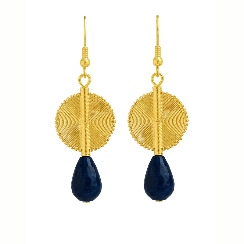 Aflé Bijoux Akan Gemstones Drops Earrings - Small Dumortierite - AFLE BIJOUX 