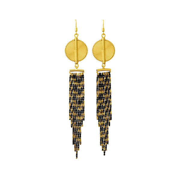 Aflé Bijoux Akan Cascading Chain Earrings - Gold Black - AFLE BIJOUX 