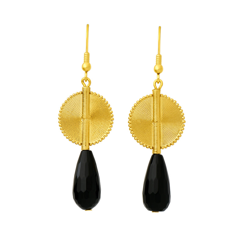 Aflé Bijoux Akan Gemstones Drops Earrings - Small Black Onyx - AFLE BIJOUX 