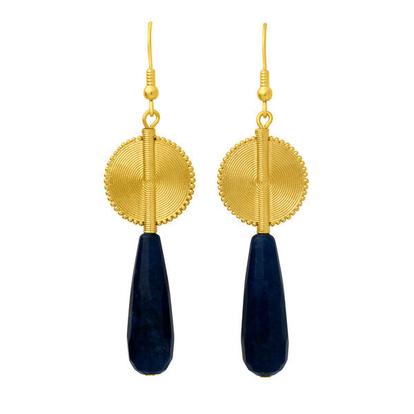 Aflé Bijoux Akan Gemstones Drops Earrings - Dumortierite - AFLE BIJOUX 