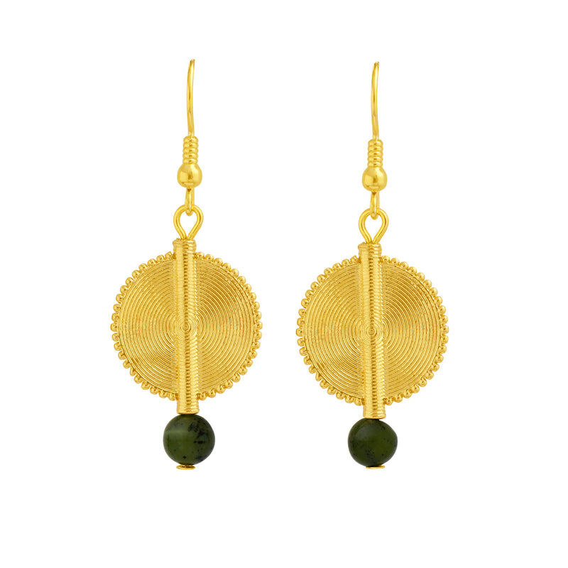 Aflé Bijoux Akan Gemstones Earrings - Green Serpentine - AFLE BIJOUX 