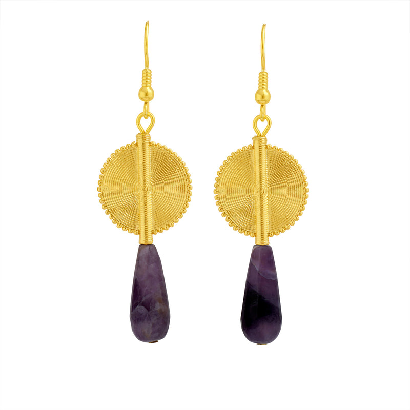 Aflé Bijoux Akan Gemstones Drops Earrings - Striped Amethyst - AFLE BIJOUX 