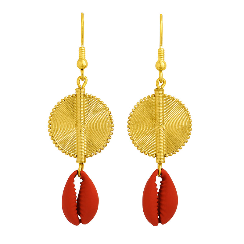 Aflé Bijoux Akan Cowrie Earrings - Red - AFLE BIJOUX 