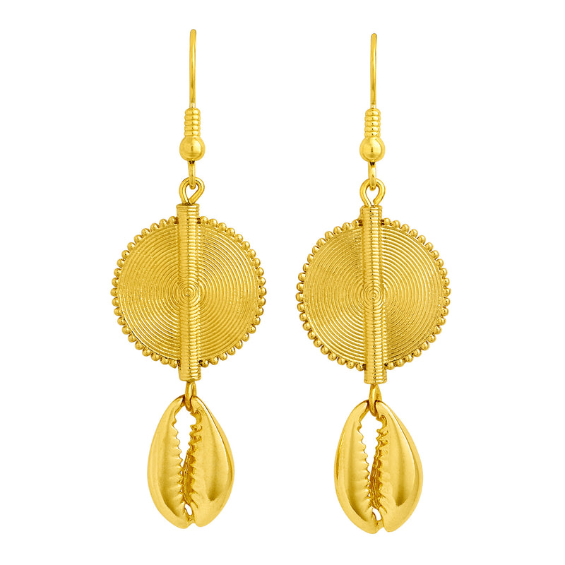 Aflé Bijoux Akan Cowrie Earrings - Gold - AFLE BIJOUX 