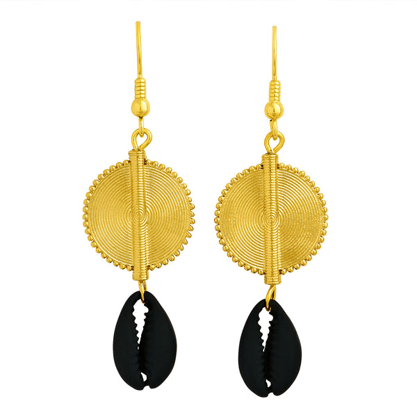 Aflé Bijoux Akan Cowrie Earrings - Black - AFLE BIJOUX 