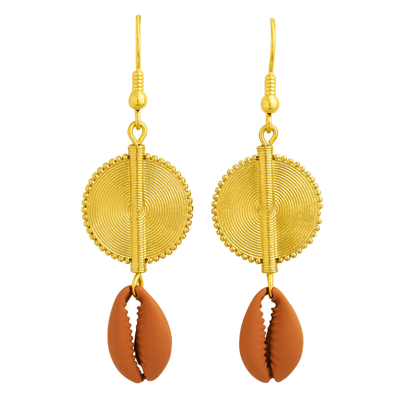 Aflé Bijoux Akan Cowrie Earrings - Terra - AFLE BIJOUX 