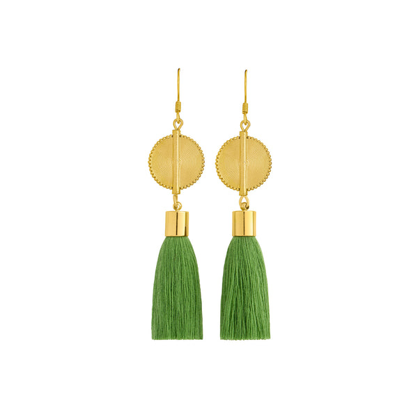 Akan Tassel Earrings - Green