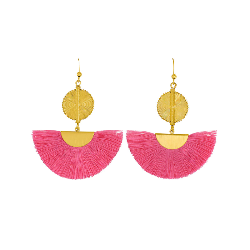 Akan Fan Earrings - Pink