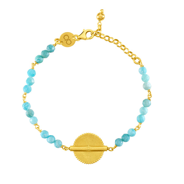 Amazonite Akan Goldweight Chain Bracelet