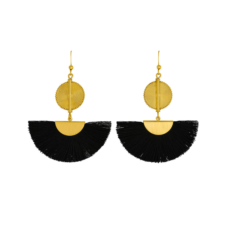 Akan Fan Earrings - Black