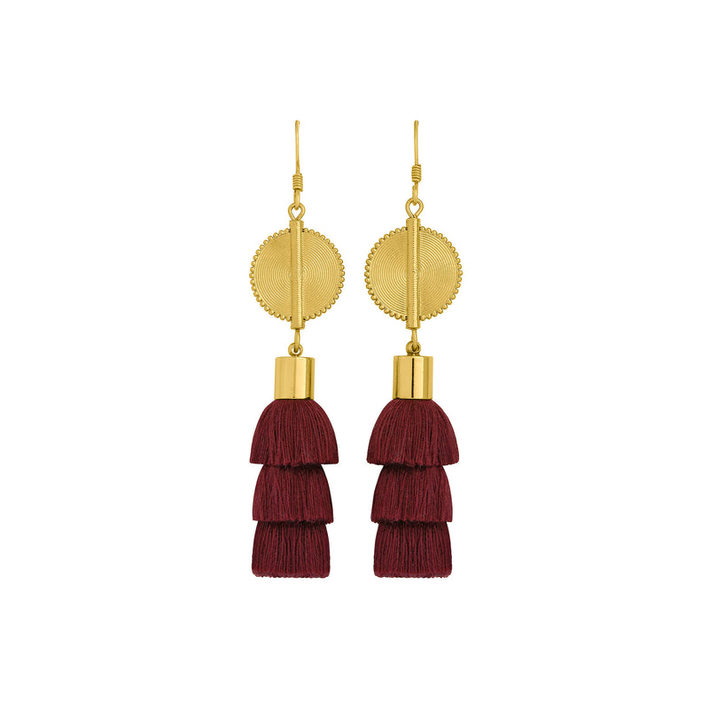 Akan Doll Earrings - Burgundy