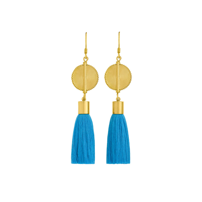 Akan Tassel Earrings - Blue