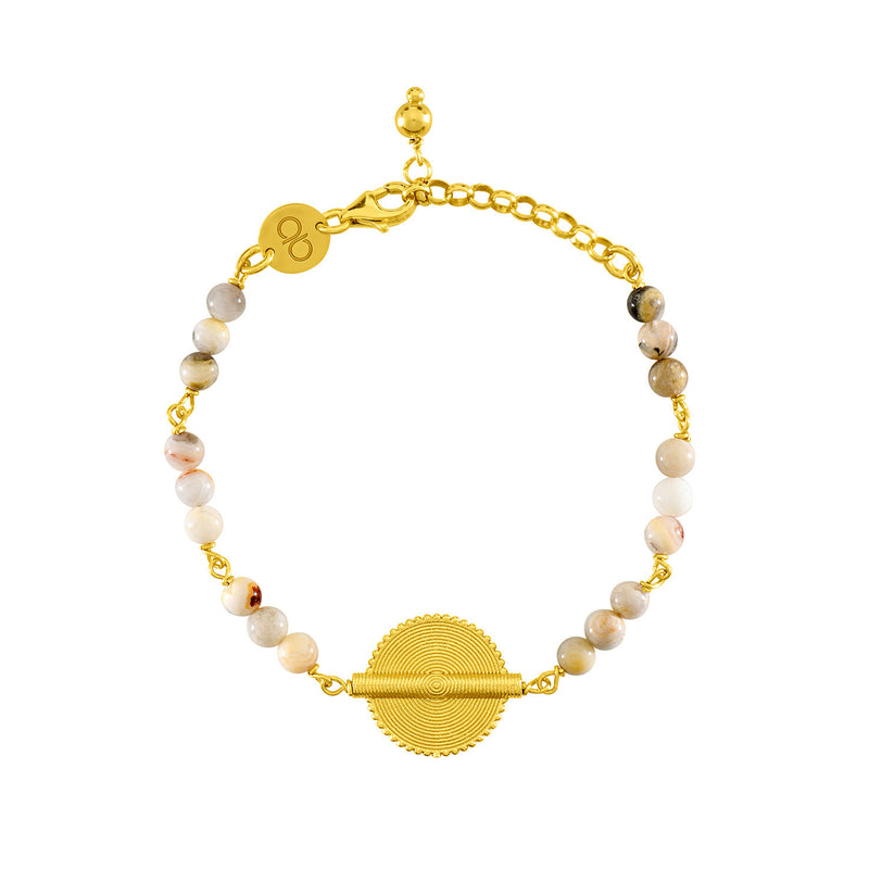 Crazy Lace Agate Energy Akan Goldweight Chain Bracelet