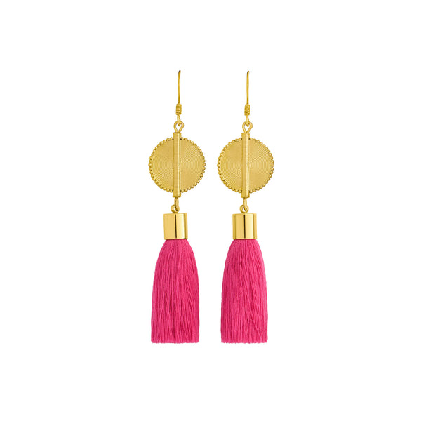 Akan Tassel Earrings - Pink