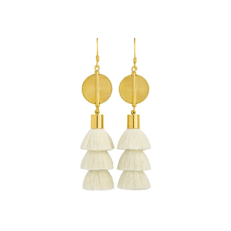 Akan Doll Earrings - Cream