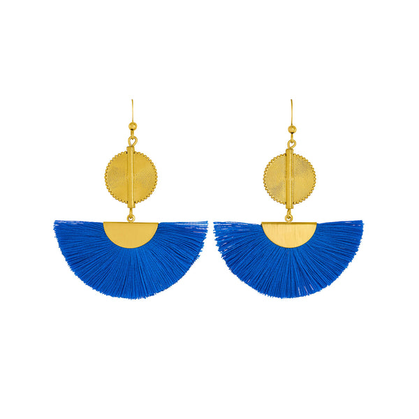 Akan Fan Earrings - Blue