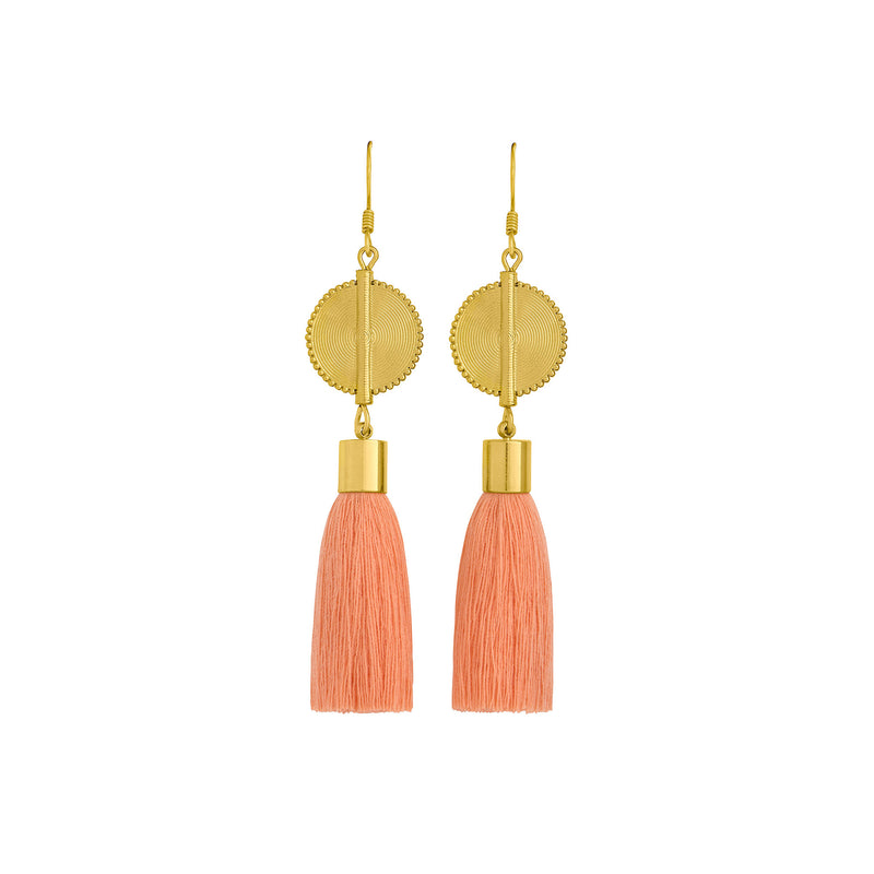 Akan Tassel Earrings - Peach