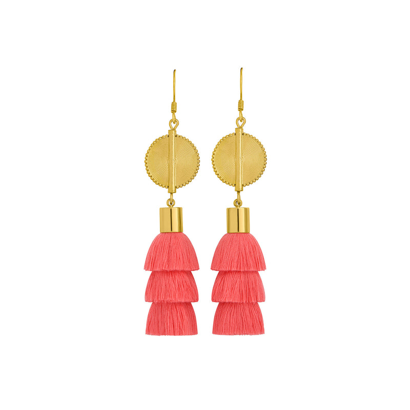 Akan Doll Earrings - Coral