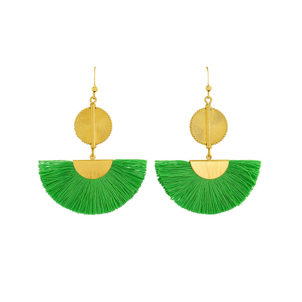 Akan Fan Earrings - Green