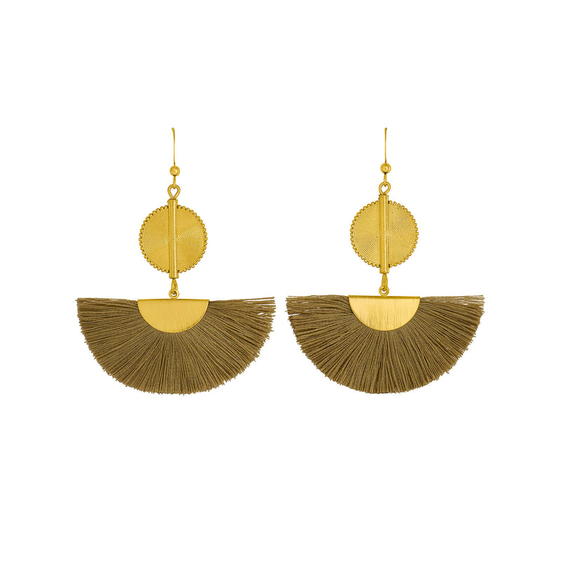 Akan Fan Earrings - Beige